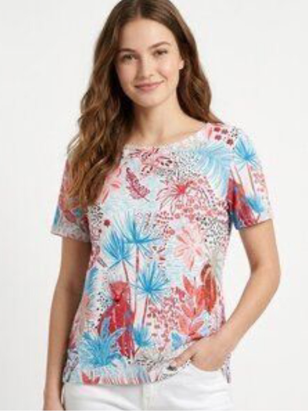 Chico’s Coral Floral Shirt